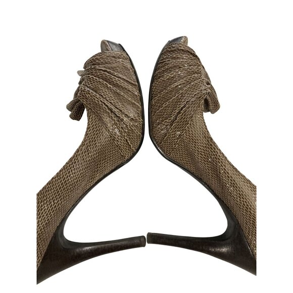 Moda Spana Womens Size 9M Brown Textured Design Peep Toe High Heel Shoes - Picture 5 of 7
